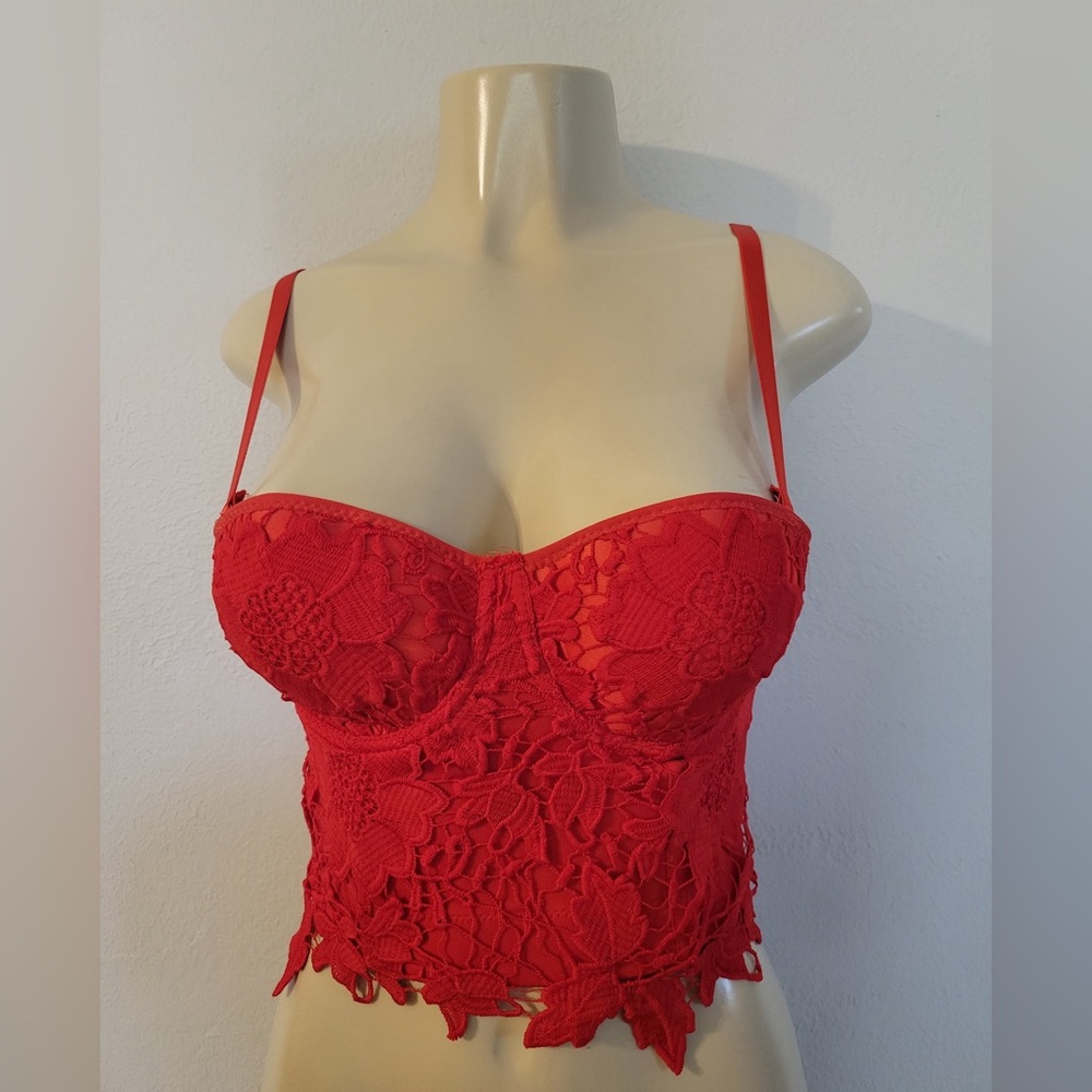 Red Lace Bustier Top